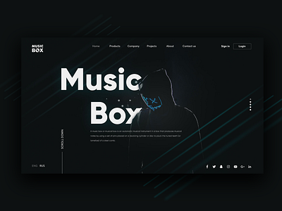 Music Box Ui design blue box dark music musicbox product ui uiux