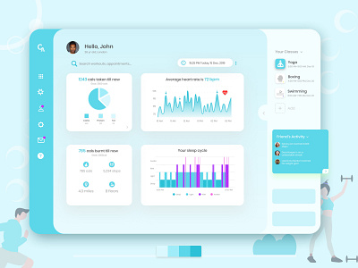 Calance - A fitness dashboard connected to your fitness device desktop app desktop design fitness fitness app monochrome sketch tablet web design web designer webapp webapp design