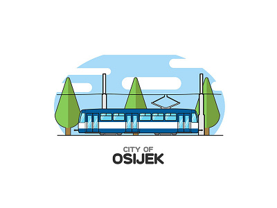 City of Osijek illustration croatia illustration osijek tram vector