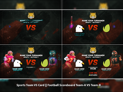 Sports Team VS Card || Football Scoreboard Team-A VS Team-B