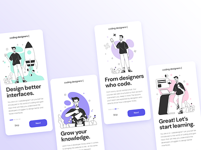 coding.designers { | Onboarding & app concept