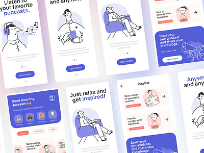 Podcast app | Onboarding & overview concept