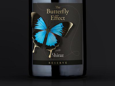 The Butterfly Effect Reserve Shiraz branding butterfly design graphic design packaging photoshop wine label wine label design
