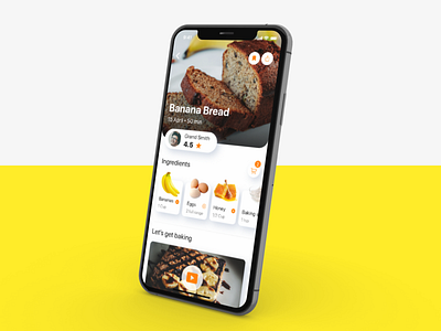 Banana Bread Time app baking banana cooking design ios lockdown recipe app ui ux yellow