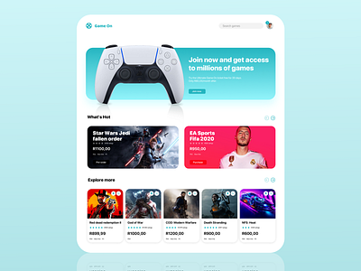 Game On clean design flat games gaming minimalist ui ux web design website