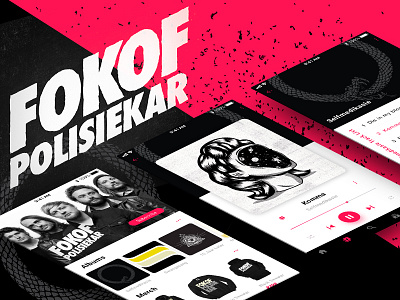 Fokofpolisiekar Music App app design fan art fanart flat music music app pink rock band stream ui userinterface ux web