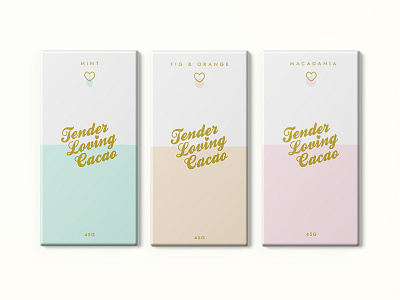 Tender Loving Cacao Chocolate Bar Packaging chocolate elegant feminine gold packaging packaging design pastel pastel design pink pretty