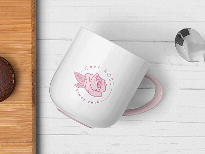 Café Rose café elegant feminine floral flower logo design mug pretty rose roses