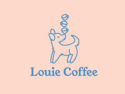 Louie Coffee animal cafe coffee cup dog dogs lines logo modern puppy young