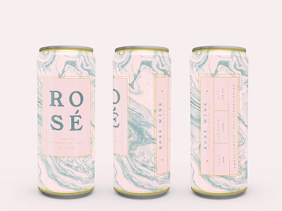 Rosé Wine Can Design can cans classic classical drink drinks elegant feminine gold label design labeldesign marble marble textures modern packaging pink rose sophisticated wine wine label