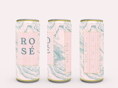 Rosé Wine Can Design can cans classic classical drink drinks elegant feminine gold label design labeldesign marble marble textures modern packaging pink rose sophisticated wine wine label