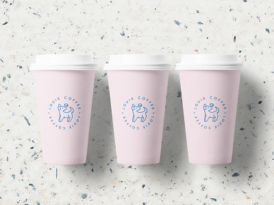 Louie Coffee animal bar brand branding cafe coffee cup cute dog feminine illustration logo logo design modern pink pretty