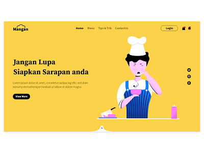 Chef Home page design flat homepage illustration minimal ui vector web web design