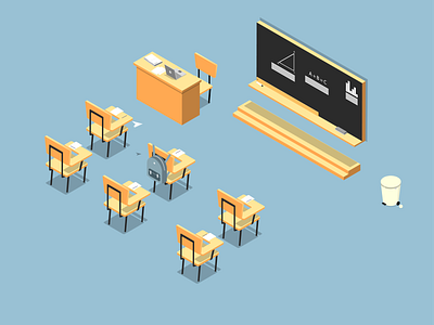 School 3d 3d art design illustration isometric vector