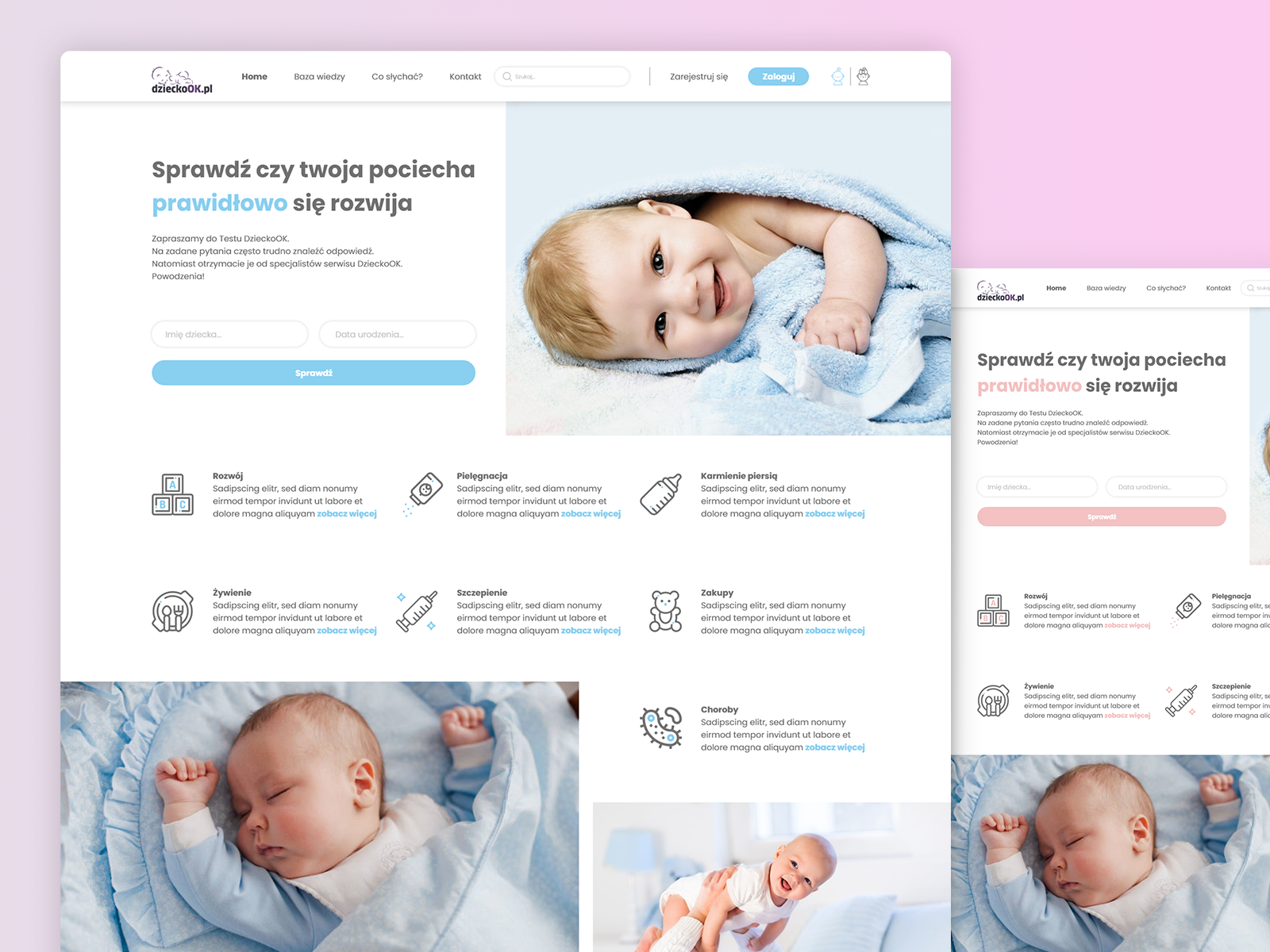 Baby website by Kate Urban on Dribbble