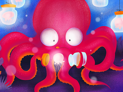 Jellyfish Lanterns catch children corel illustration jellyfish octopus painter sea