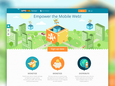 Appsfuel Developer Homepage app appsfuel city developer flat homepage isometric