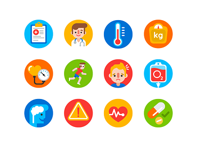 Medical Icons blood brain doctor health heart icon medicine pain pill pressure temperature weight