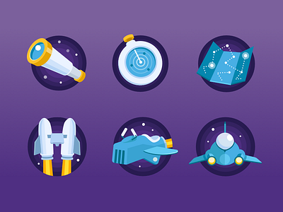 Space Kit achievement collection compass jetpack map object space spaceship star telescope