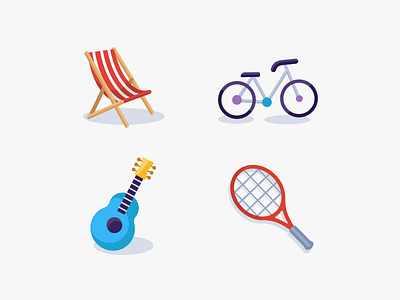Just some icons activity beach bike chair guitar hobby holiday music play racket summer tennis