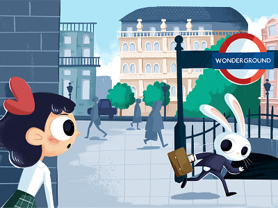 Wonderground alice children city illustration london rabbit run tube underground white