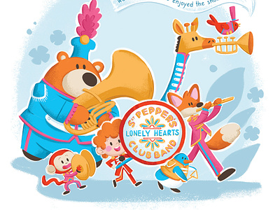 Sgt Pepper's Lonely Hearts Club Band animal band bear beatles bird fox giraffe kid monkey music penguin