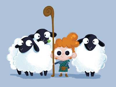 Boy and Sheep boy character character design highlands illustration kid kilt red hair scotland scottish sheep shepherd