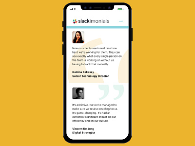 Testimonials for Slack color daily ui digital design graphic design typography ui design