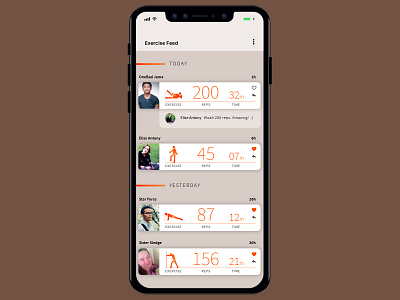 Exercise Feed color daily ui digital design typography ui design