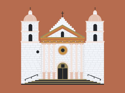 Mini Cities - Santa Barbara 3 design digital graphic history illustration mission travel