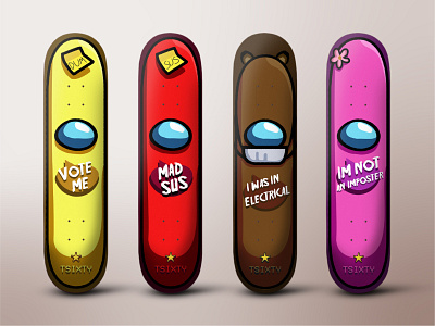 Skateboard Deck Design - Among us series among us branding branding agency deck identity branding logo skateboard visual identity