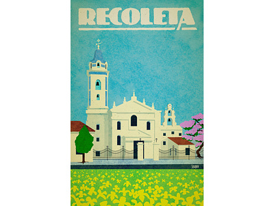 Recoleta Travel Poster advertising campaign biela buenos aires cementerio de la recoleta destination poster jacaranda plakatstil poster design sachplakat wwii poster