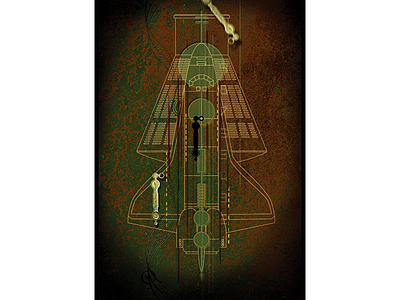 Return To Orbit Pocket Folder deep texture digital illustration discovery channel illustration line drawing pocket folder press kit space shuttle texture trompe loeil