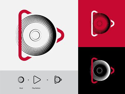 Music Production Company Logo brand branding concept design designs favicon icon illustration illustrator logo mockup music play button red vector vinyl