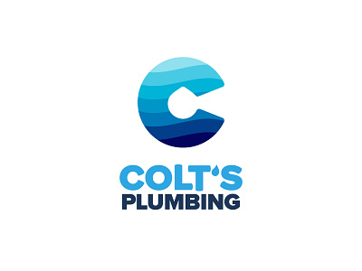 Colt"s Plumbing Logo blue brand branding design droplet icon illustration illustrator logo mockup plumbing typography vector water water drop waves