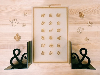 Ampersands acrylic ampersand bookend keychain laser cut poster type typography wood