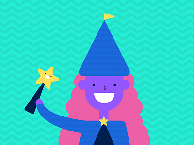You're a wizard! colorful illustration star wand witch wizard