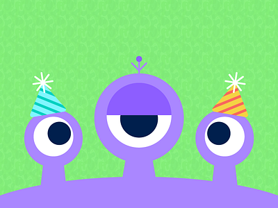 Alien Birthday Party alien aliens eyes illustration party party hat purple