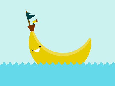 Banana Boat banana boat cute flag illustration ocean
