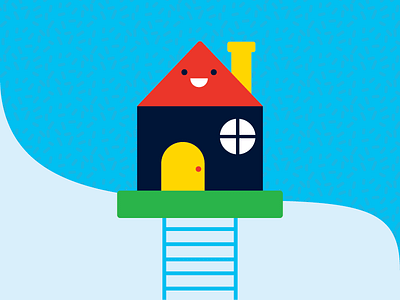 House in the Sky cute face home house illustration