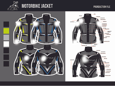 Motorbike Jacket file illustartion jacket motorbike productionfile sketch techpack