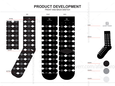 Socks Techpack design illustration. shirtdesign socks