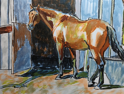 Mac in the Sun hand drawn horses illustration ink pens sketch