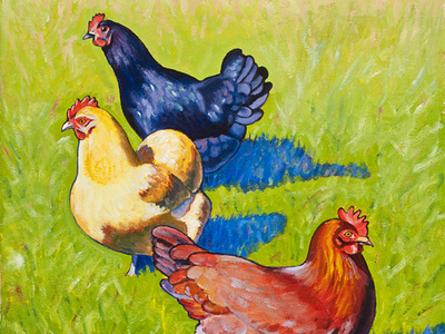 Sistas chickens illustration painting