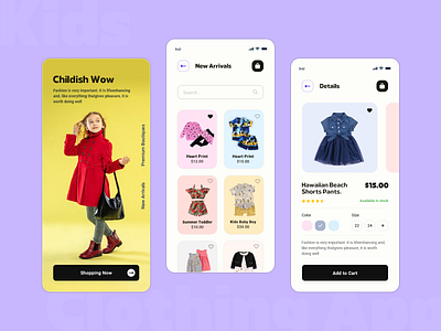 Kids Clothing App app app concept branding color design designer logo ui