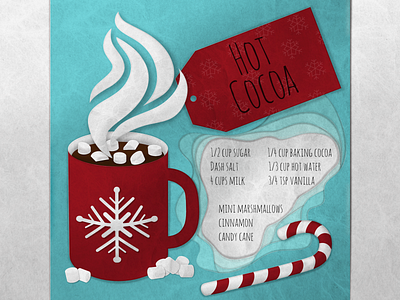 Holiday Paper Cut Series - Hot Cocoa christmas digital art digital paper cut holiday illustration illustrator paper art papercut photoshop