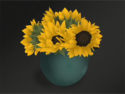 Potted Sunflowers design digital digital art flowers illustration stippling sunflowers vector
