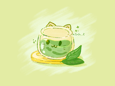 Lemon green tea cat