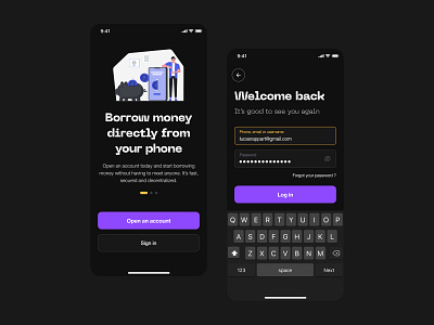 Loans directly from your phone! app dailyui mobile sign in ui ux