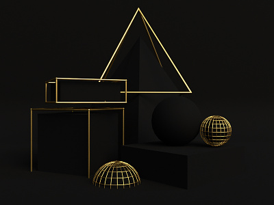 Gold 3d abstract arnold art cinema4d colors design geometric illustration shapes